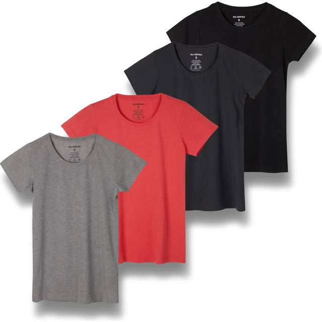 4 Pack: Womens Cotton Crew Plus Just My Size Neck Scoop Short Sleeve T-Shirt Women Shirt Tshirt Tshirts Shirts Athletic Tee Tops Casual Blouse Tees L