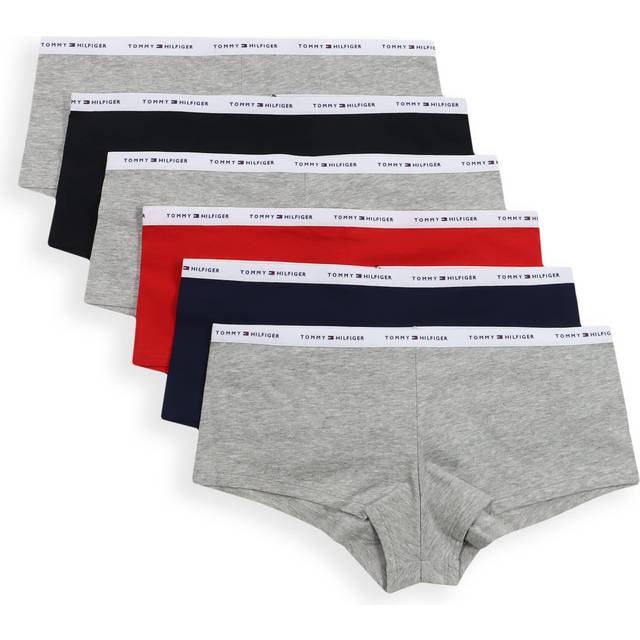 Tommy HilfigerWomensIntimate Underwear Basics Cotton-soft Boyshort Panties  6-packHeather Grey/Navy/Red/BlackMedium