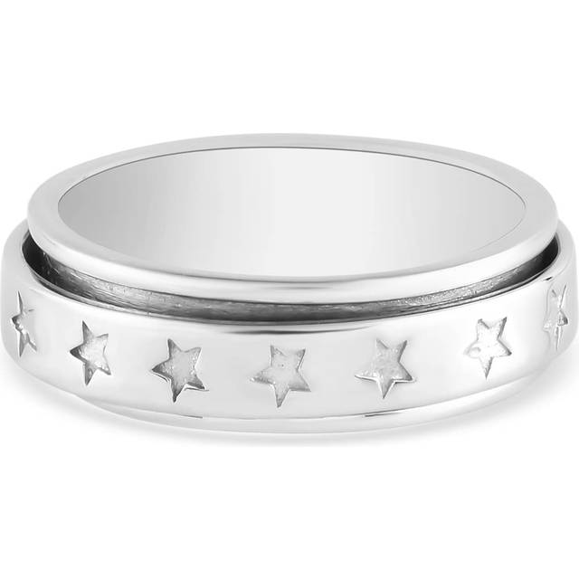 SHOP LC DELIVERING JOY Fidget Ring Men in 925 Sterling Silver Platinum Plated Anxiety Jewelry Stress Relief Valentines Day Gifts for Men