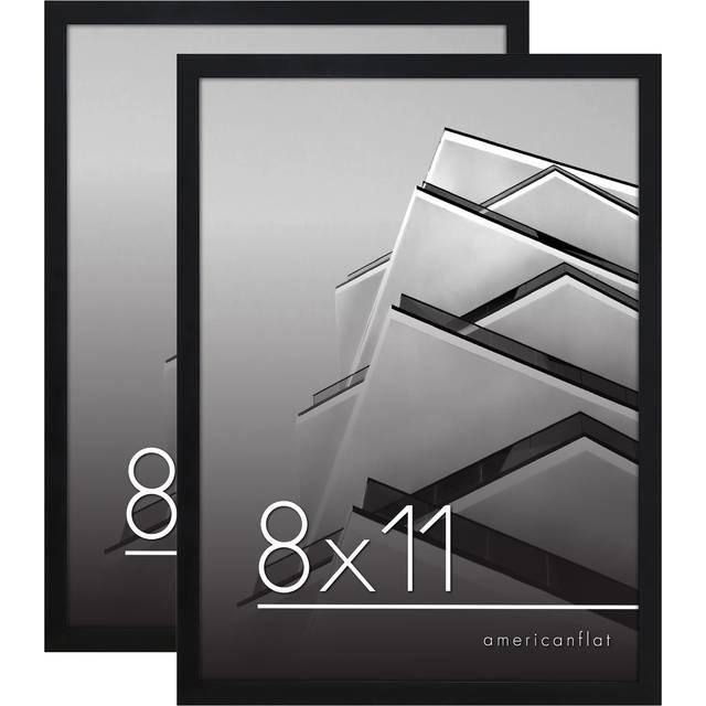 Americanflat 8x11 Picture Frame with Shatter-Resistant Glass - Set of 2 - Streamline Collection - Thin Photo Frame for Wall and Tabletop Display - Han