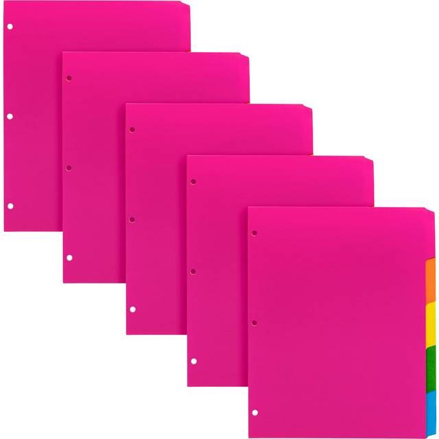 Pukka Pad 5 Part Dividers - 5 Packs of 5 Tab Set  3-Ring Binder Compatible  8 1/2 x 11 Inches - Bright Colors