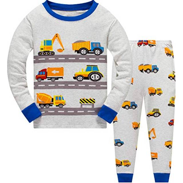 Boys Pajamas Truck 100% Cotton Construction Pjs Toddler 2 Piece Long Sleeve Sleepwear Kids Christmas Clothes Set 8t