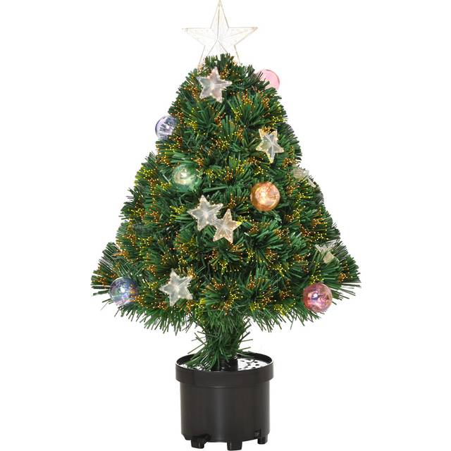 Everglow Fibre Optic LED Green Tabletop Artificial Christmas Tree in Pot 2ft