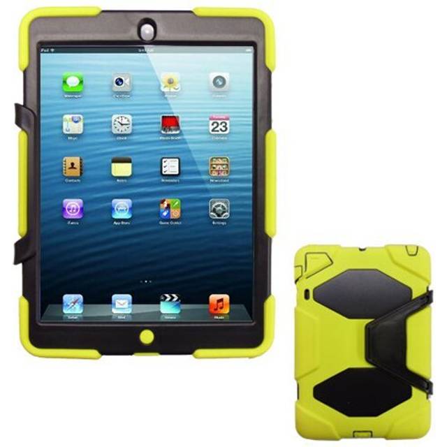 (YELLOW) TECHGEAR G-SHOCK Case for iPad Mini 3, Mini 2, Mini 1 - Tough Rugged Heavy Duty  Survival Case with Detachable Stand - Kids Work School Build
