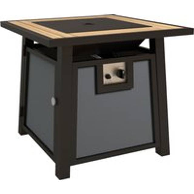 Outsunny 50,000 Btu Gas Fire Pit Table With Cover And Glass Beads, Dark Grey