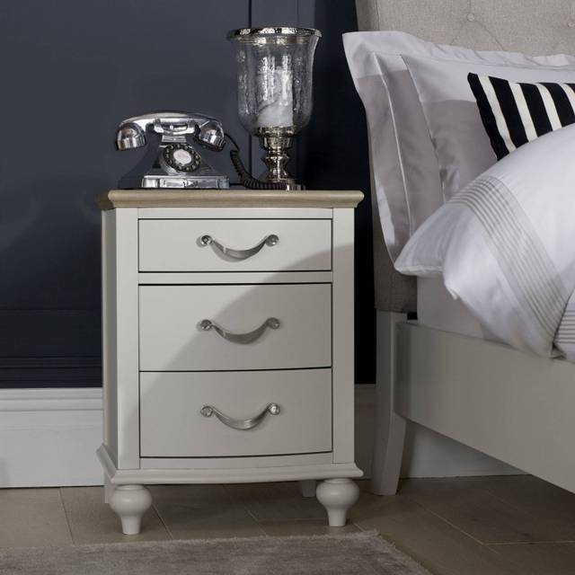 Montreal 3 Drawer Nightstand - Grey Washed Oak and Soft Grey