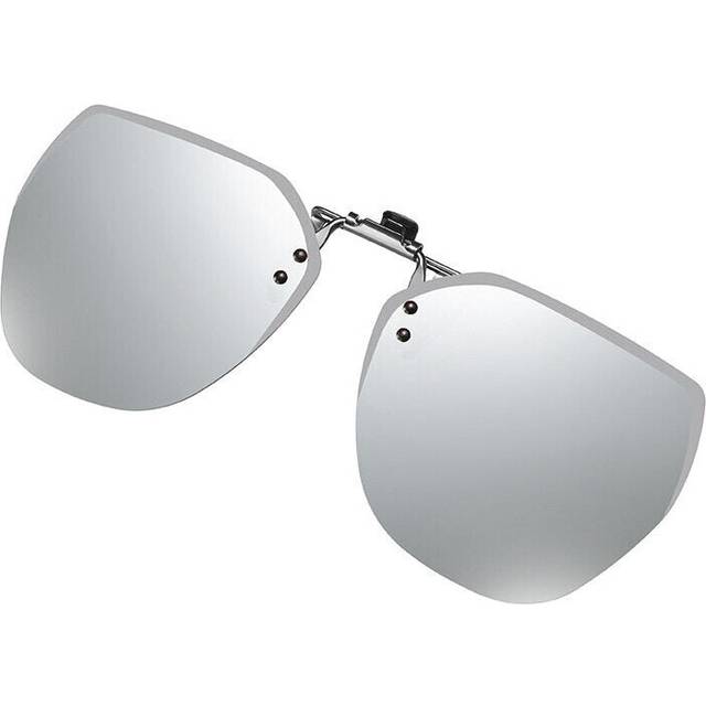 (Silver) Sunglasses Clip On Driving Flip Up Polarized Fishing Camping Travel