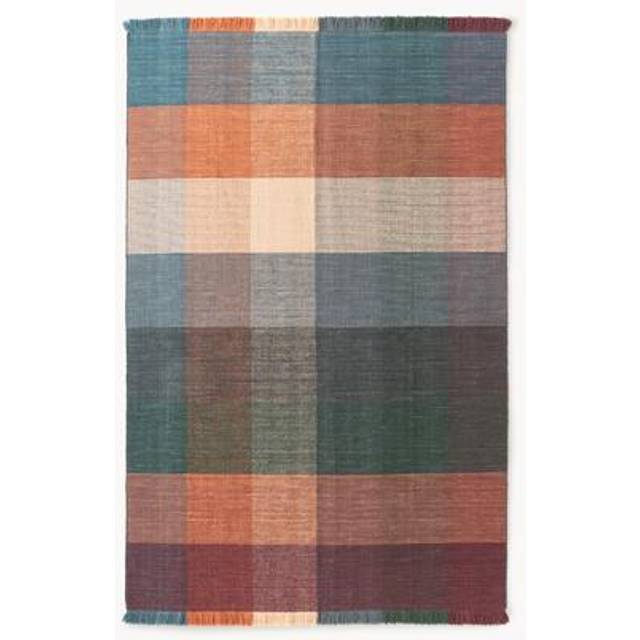 Checked Wool Rug Bliss with Fringes