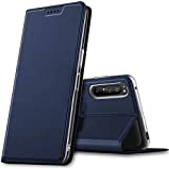 Verco mobilfodral för Sony Xperia 5 II, Premium bokväska flip fodral för Sony Xperia 5 II skal plånboksfodral pu läderväska [integrerad magnet], Blå