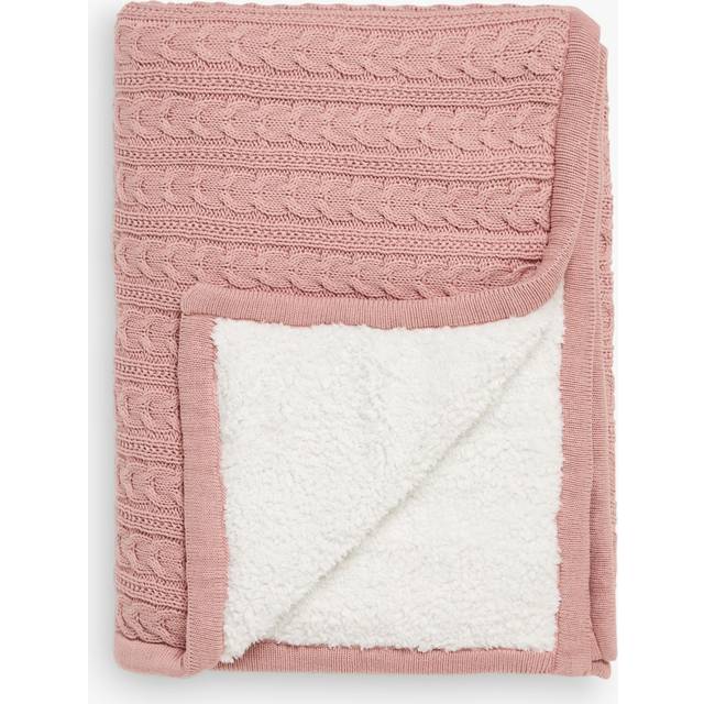 John Lewis Kids' Cable Knit Sherpa Fleece Throw, 150 x 100cm
