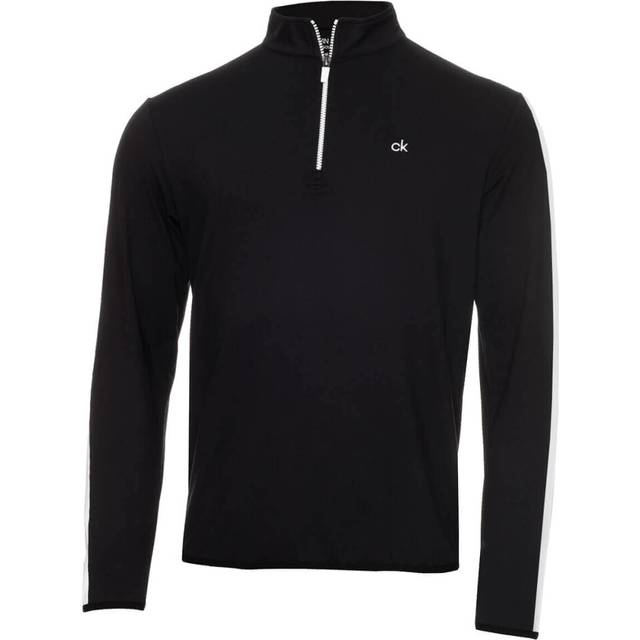 (2XL, Black/White) Calvin Klein Mens 2021 Striped Sleeves Newport 1/4 Zip Sweater