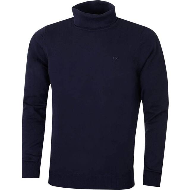 (XL, Navy) Calvin Klein Mens 2021 CK Roll Neck Rib Knit Warm Durable Sweater