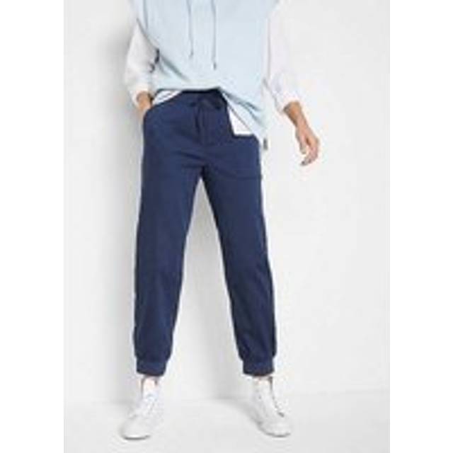 bonprix Pull-On Cotton Trousers - Dark Blue