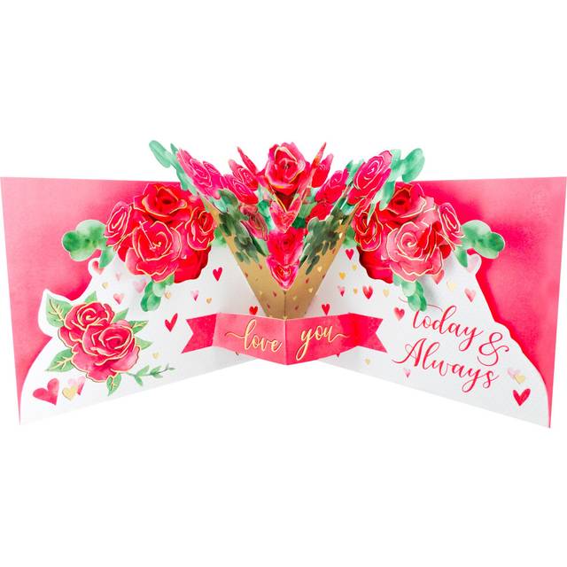 The One I Love Pop Up Red Rose Bouquet Valentine's Day Greeting Card