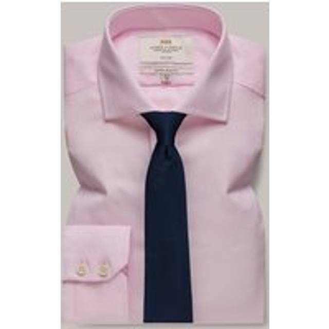 Hawes & Curtis Extra Slim Fit Pink & White Textured Weave Non-Iron Shirt Size: 15" collar, 35" sleeve - Pink/White