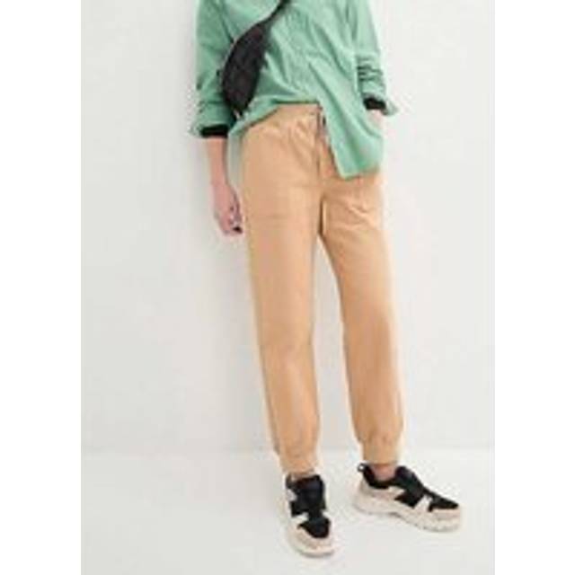 bonprix Pull-On Cotton Trousers - Coffee