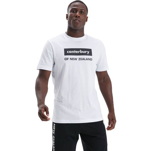 (S, White) Canterbury Mens 2022 Organic Cotton Tee Ribbed Neckline Regular Fit T-Shirt