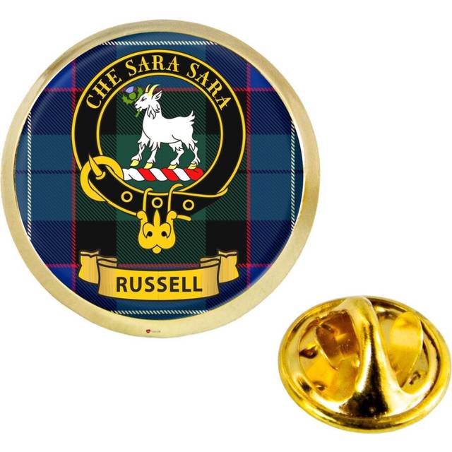 Lapel Pin Badge Russell Scottish Clan Crest Brass Finish Scottish Made