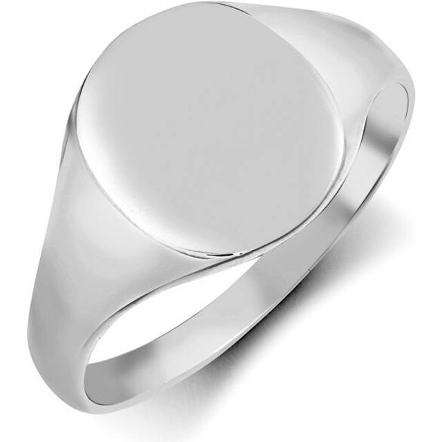 (J) Jewelco London Solid Rhodium-plated 925 Sterling Silver Polished Round Oval Signet Ring - ARN125
