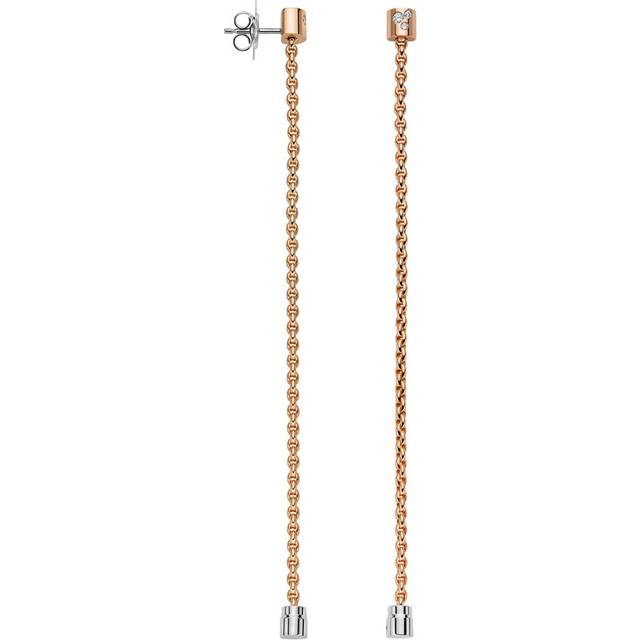 Fope Aria 18ct Rose Gold 0.09ct Diamond Interchangable Earrings - Gold