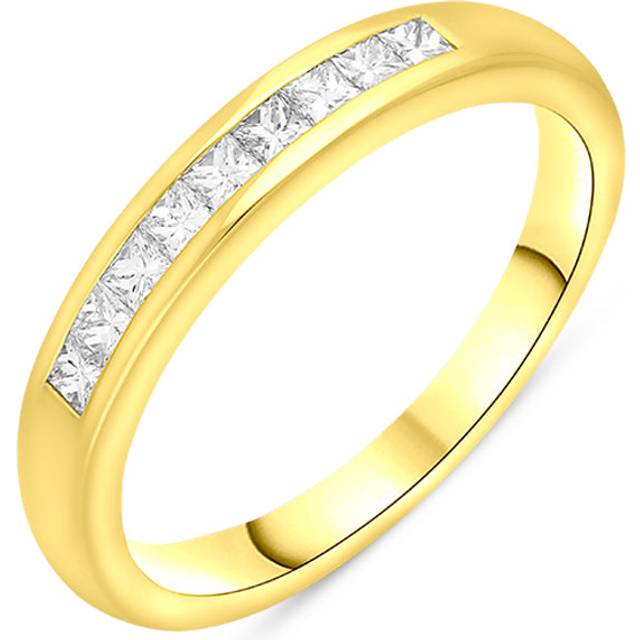 18ct Yellow Gold 0.35ct Diamond Princess Cut Channel Set Wedding Half Eternity Ring