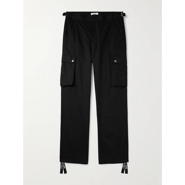 CELINE HOMME - Straight-Leg Cotton and Linen-Blend Cargo Trousers - Men - Black - IT 46
