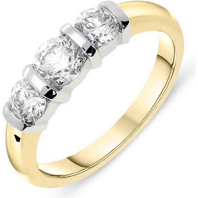 18ct Yellow Gold 1.18ct Diamond Trilogy Bar Set Ring