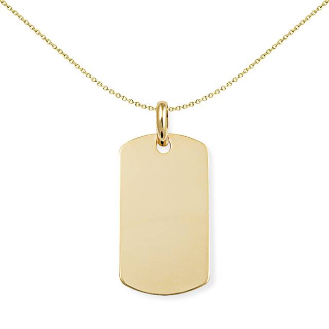Jewelco London Mens 9ct Yellow Gold Rectangular Dog Tag Charm Pendant - 15x30mm - FANR02243