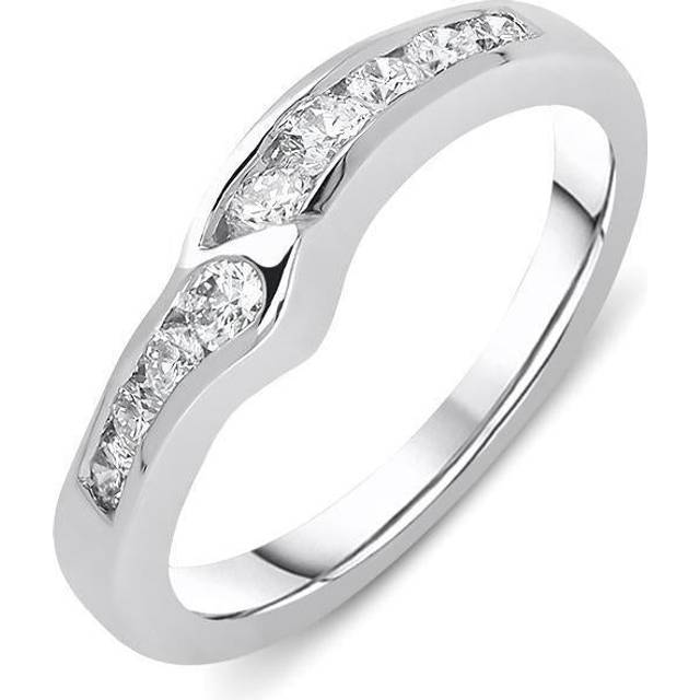 18ct White Gold 0.33ct Diamond Wishbone Wedding Ring D - J