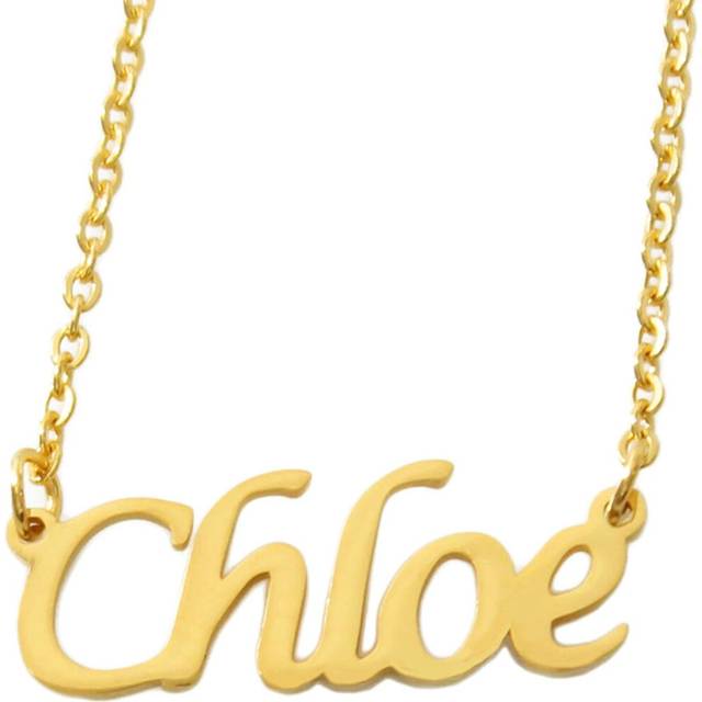 "Kigu Chloe Personalized Name - 18ct Gold Plated Necklace - Adjustable Chain 16"" - 19"" Packaging"