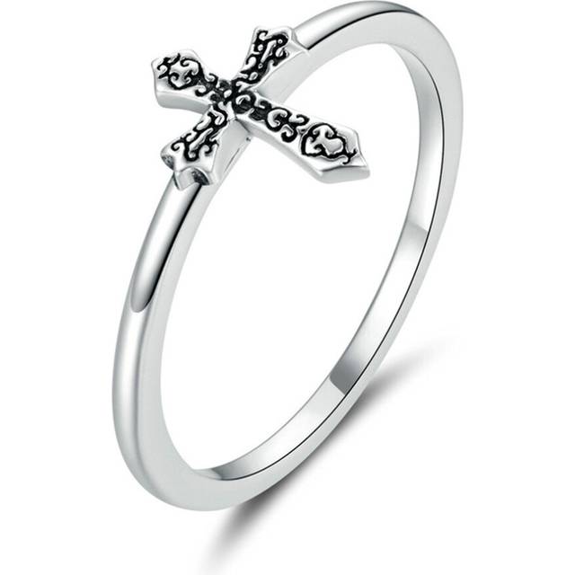 Silver plating Vine Cross Finger Rings for Women Vintage Retro Stackable Rings Jewelry _8