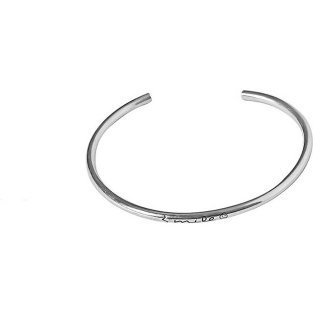 Silver plating Smile Letter Bangles for Women Men Geometric Open Cuff Bangles Jewelry Gifts