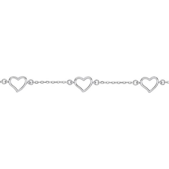 Jewelco London Ladies Sterling Silver Triple Open Love Heart Charm Bracelet 7mm - GVB441