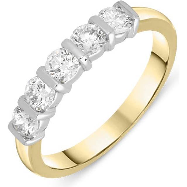 18ct Yellow Gold 0.72ct Diamond Bar Set Wedding Half Eternity Ring