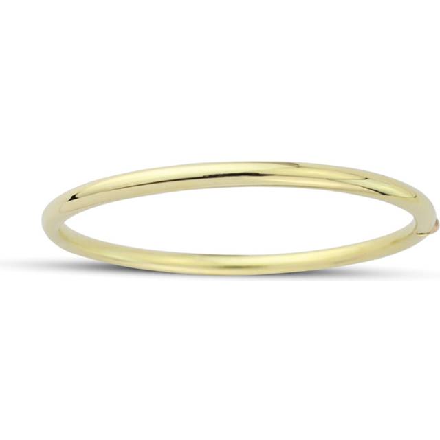 Jewelco London Ladies 9ct Yellow Gold Hollow 4mm Round Tube Oval Bangle Bracelet - BNNR02376