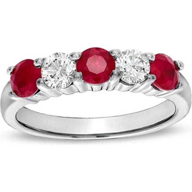 1.26 CTTW Natural Heated Ruby & Diamond Ring Set, 14K Gold - Size 7.5