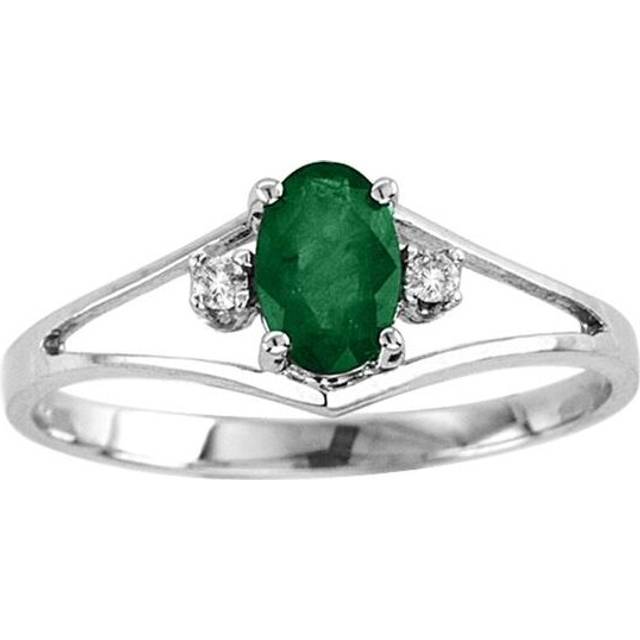 Louis Creations RL1415ED-9 Oval Emerald & Diamond Ring Set, 14K Gold - Size 9