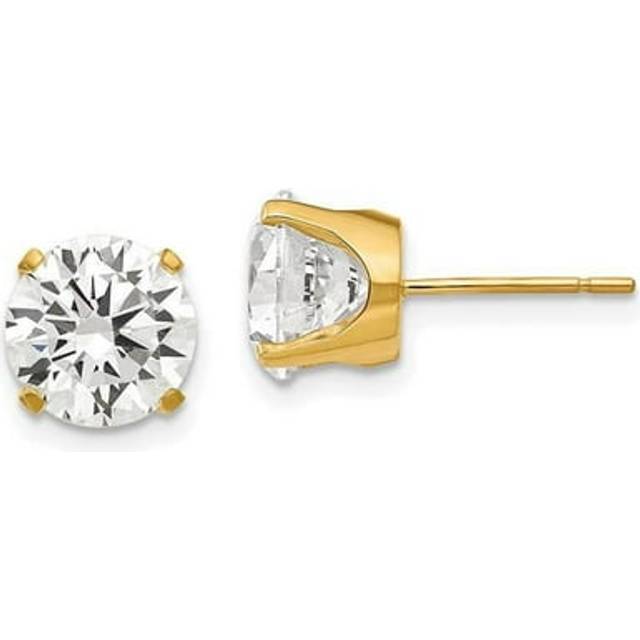 Finest Gold 14K Yellow Gold 8 mm Round Stud Earring Mounting with Backs