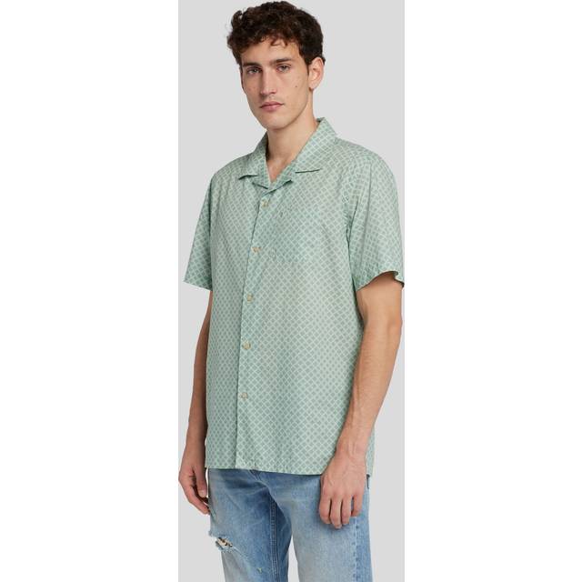 7 For All Mankind - Camp Collar Shirt Geometric Celadon - Shirt - multicolors