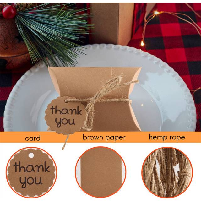150 Pieces Kraft Paper Pillow Box Kit Candy Box Wedding Favor Box