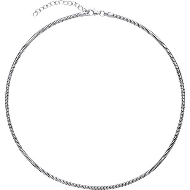 Jewelco London Ladies Sterling Silver Snake Omega Chain Choker Collarette Necklace 2.5mm 14-16" - GVCL011RH