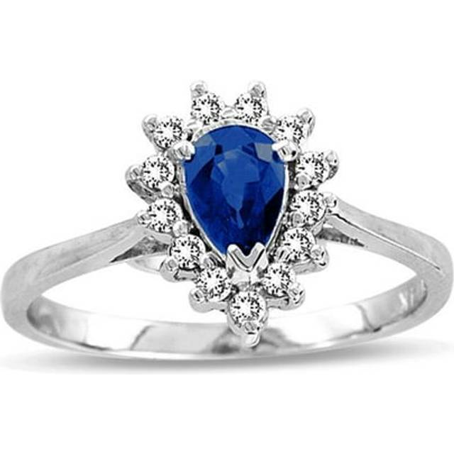 Louis Creations RL1292SD-5.5 0.69 CTTW Pear Shaped Sapphire & Diamond Ring, 14K Gold - Size 5.5