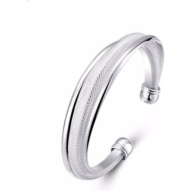 Ladies Beautiful Silver Plated Bracelet Bangle Silver Weave Design Girlfriend Gift