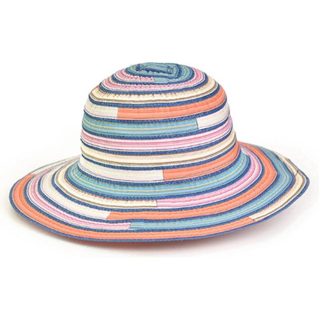 C72 Ladies Summer Striped Edge Cloth Hat Sun Hat Foldable Fisherman Hat Flower Cloth Fashion Sun Hat Holiday Travel Hat