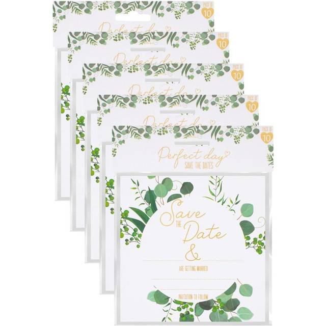 50 x Green Gold Eucalyptus Wedding Save The Date Cards Wedding Stationery