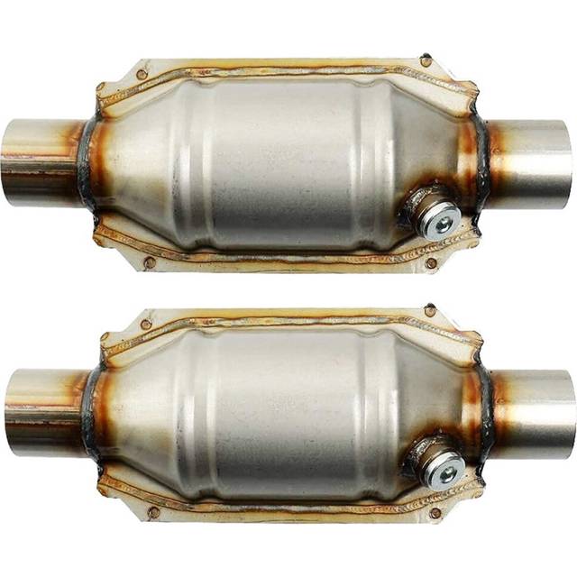 2X Inlet/Outlet Universal Catalytic Converter, with O2 Port & Heat Shield 53004 Car Stainless Steel Catalytic Converter