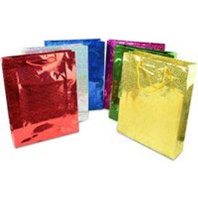Shatchi - 25 x Assorted Colours Holographic Gift Bag Small Christmas Birthday Present