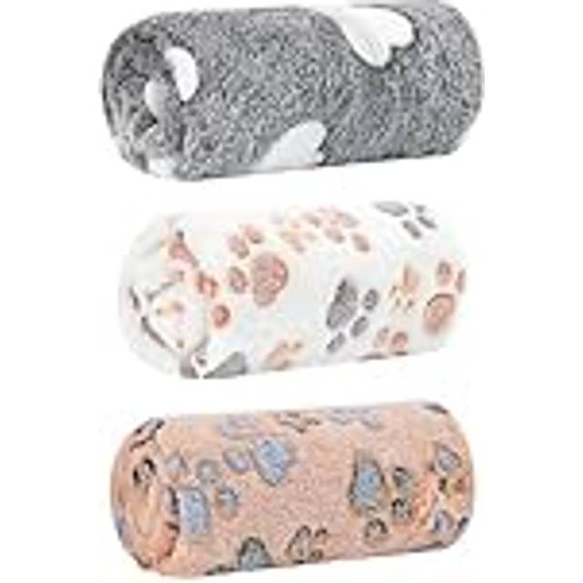 3-pack husdjursfilt, valpfilt, mjuk och varm sovmatta, flanellfilt, husdjurstäcke, lämplig för små och medelstora husdjursfiltar (76 x 53 cm)