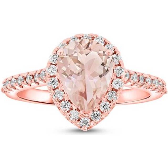 Louis Creations RL2219MORG-RG-5 1.25 CTW Diamond & 9 x 7 mm Pear Shape Morganite Ring, 14K Rose Gold - Size 5