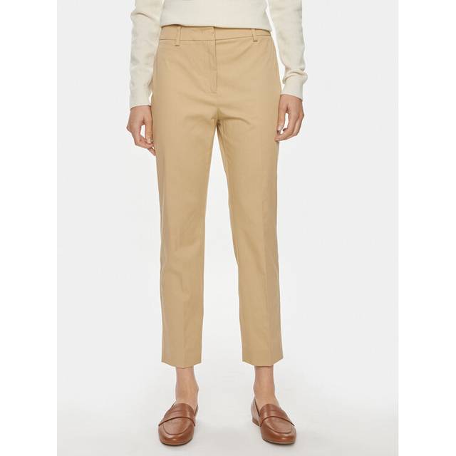 Max Mara, Cropped Trousers, female, Beige, M, Slim Fit Cotton Gabardine Trousers